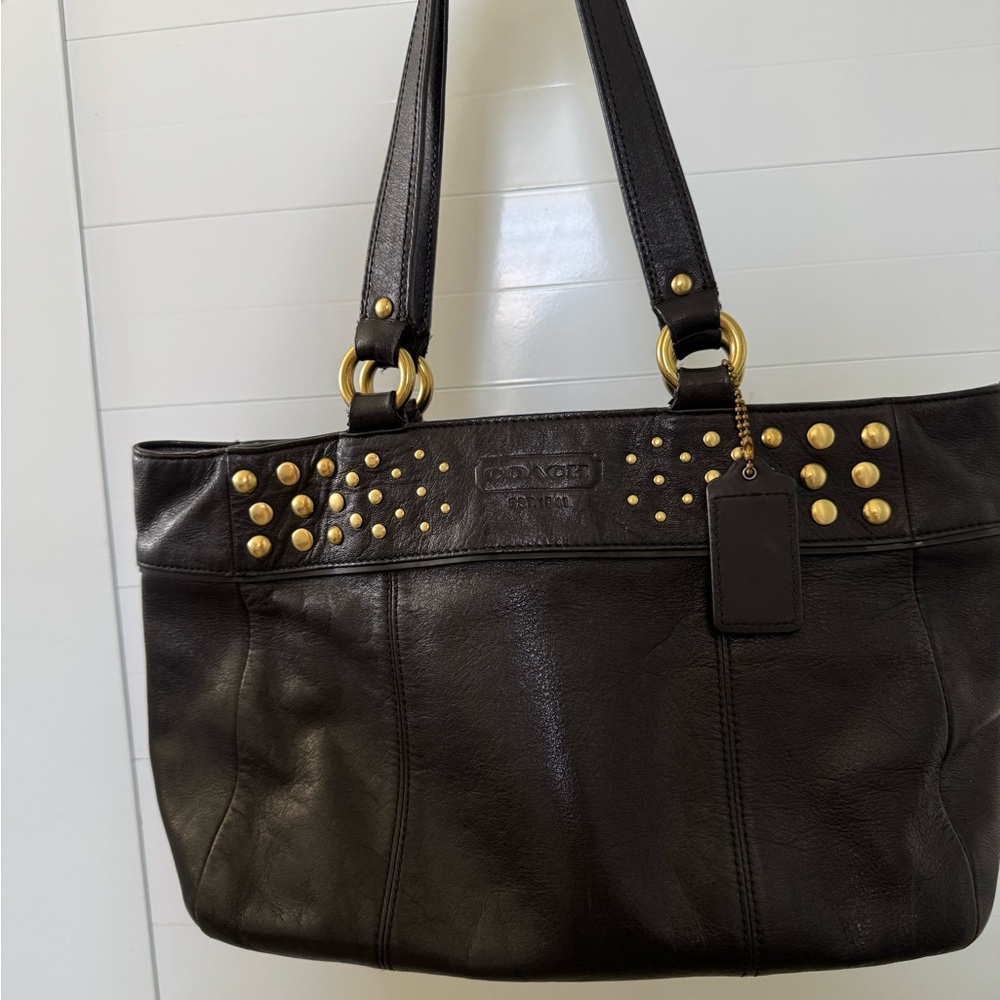Coach Black Leather Tote Bag